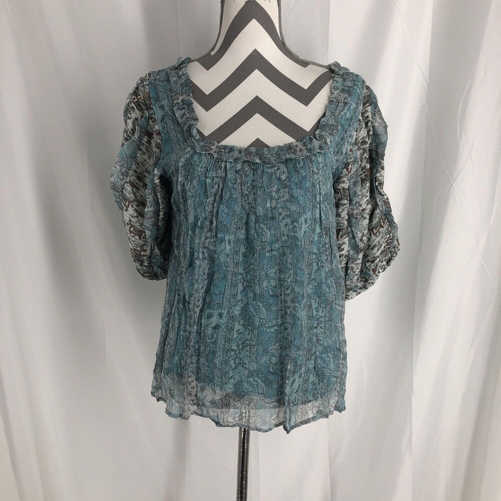 Anthropologie LetMeBe Blue Blouse Size Small